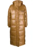 Yves Salomon logo-print padded down coat - Brown
