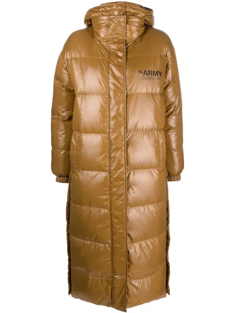Yves Salomon logo-print padded down coat