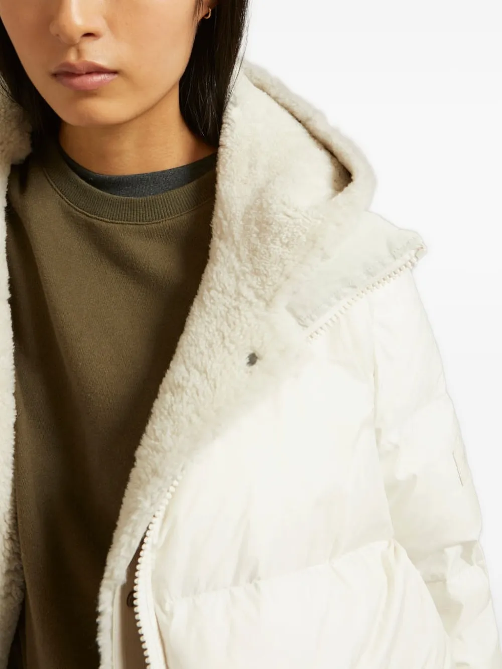 Yves Salomon Hooded Flap-pocket Coat In Neutral