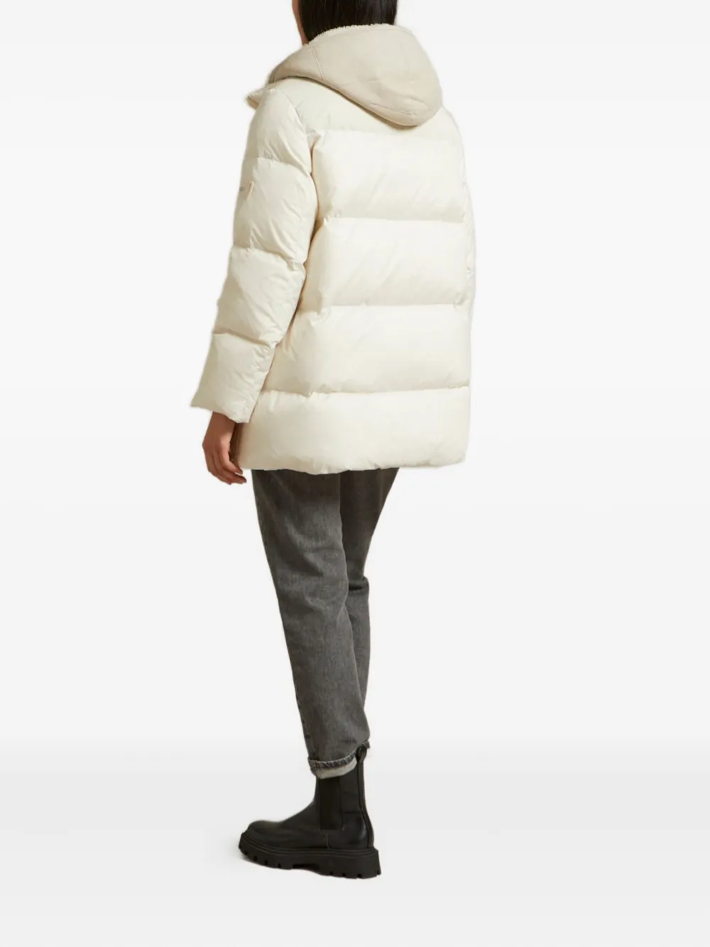 Yves Salomon hooded flap-pocket coat - Wit