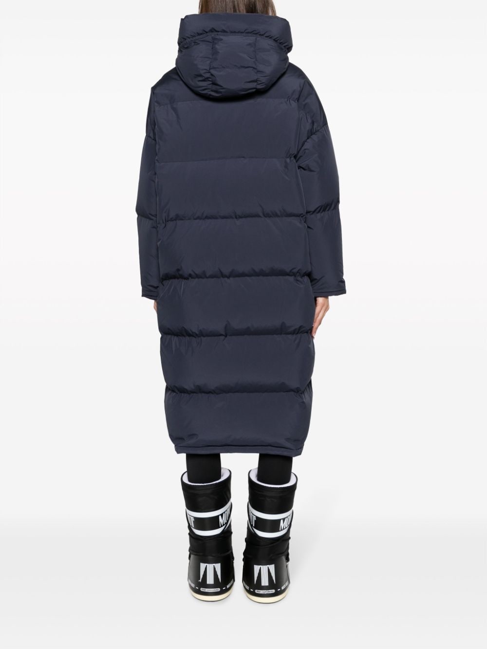 Shop Yves Salomon Hooded Feather-padded Coat In Blue