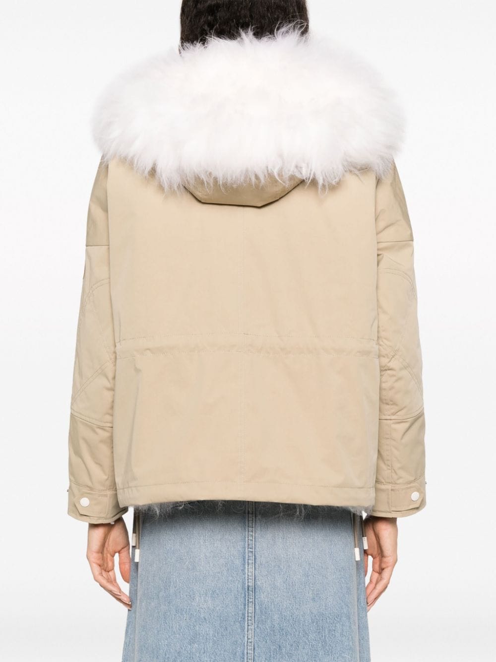 Shop Yves Salomon Cropped Reversible Hooded Parka In Neutrals