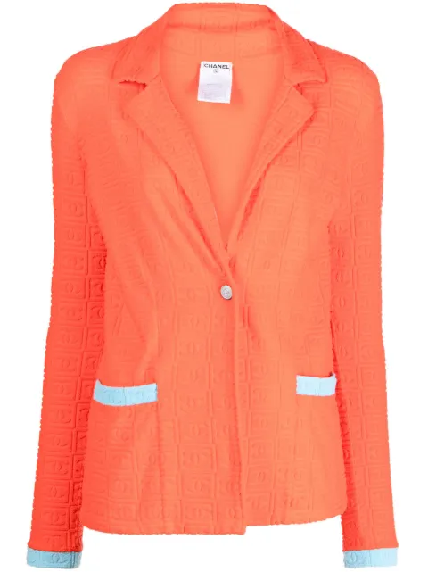 CHANEL Pre-Owned blazer con logo en relieve 2002