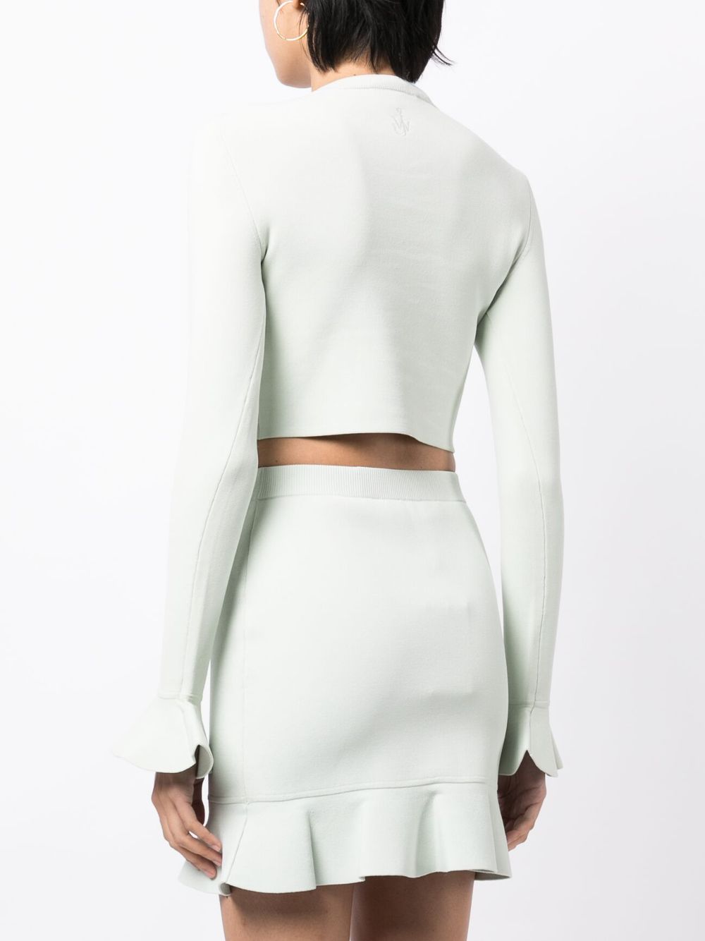 Shop Jw Anderson Ruffle-detail Cropped Top In Green