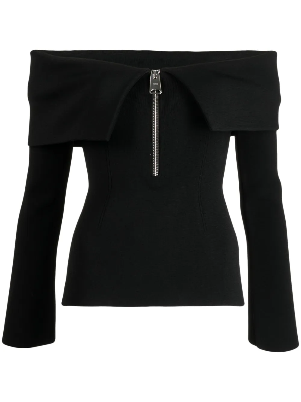 Khaite Sevyn Off-the-shoulder Knitted Top In Black