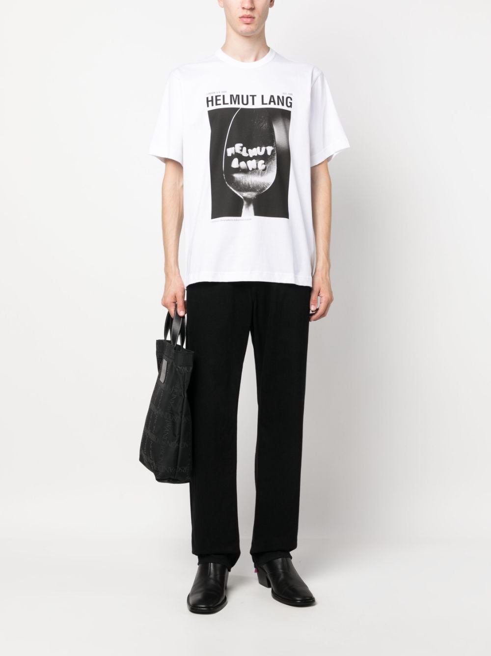 Shop Helmut Lang Photograph-print Cotton T-shirt In White