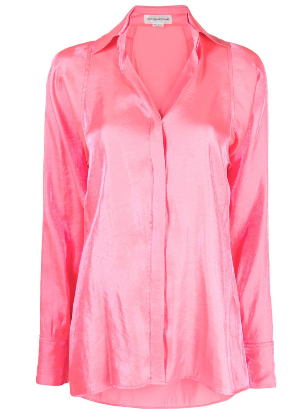 Victoria Beckham Draped Satin Shirt In Pink