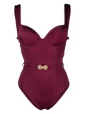 Noire Swimwear corset-style belted swimsuit - Pink