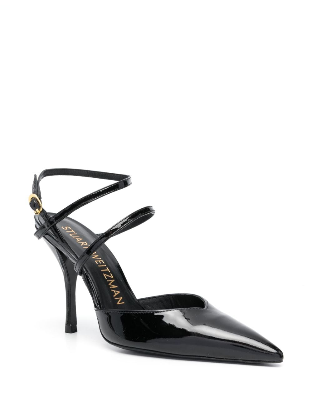 Shop Stuart Weitzman Strapeze 100mm Leather Pumps In Black