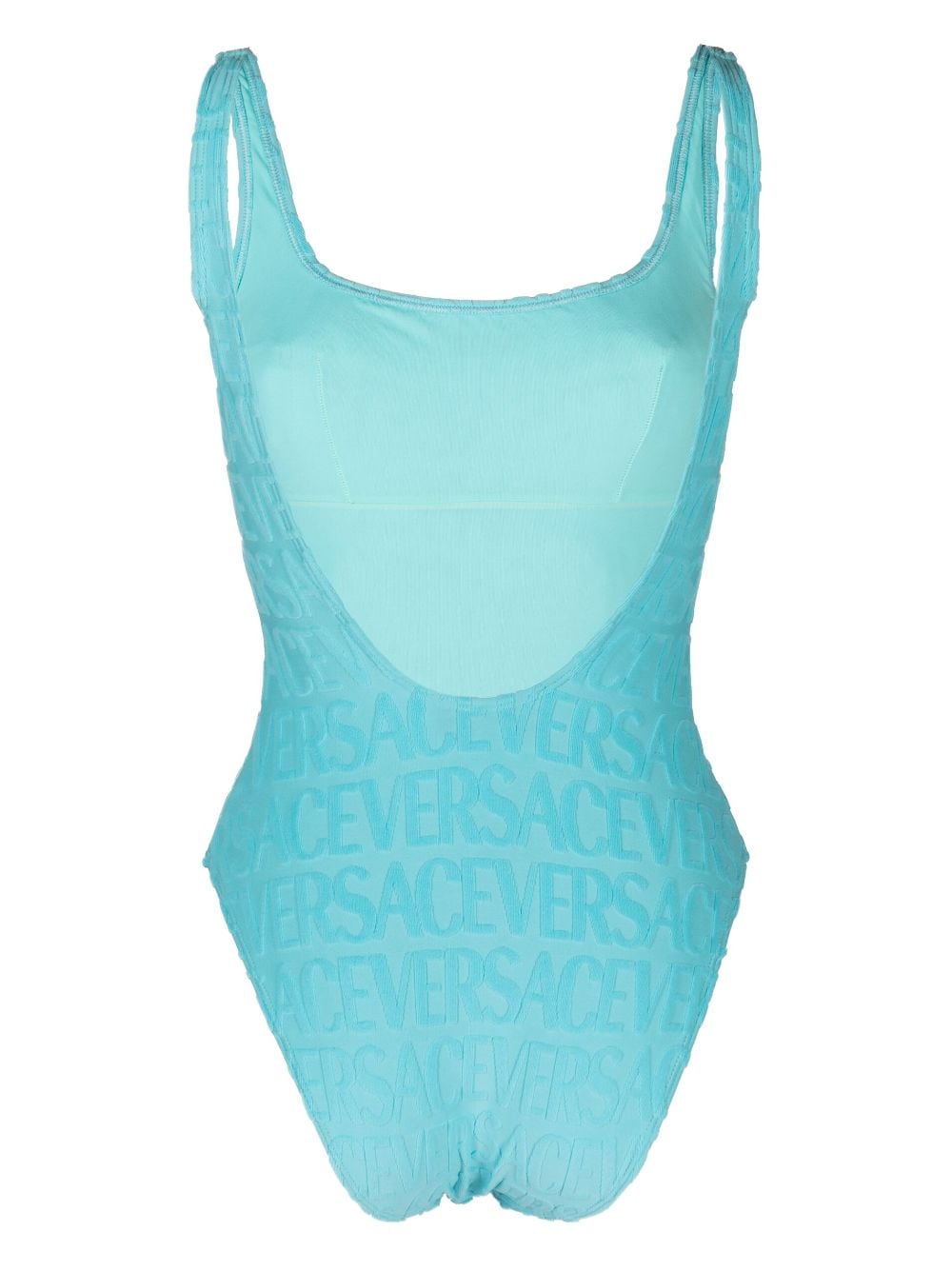 Versace embossed-logo swimsuit - Blauw