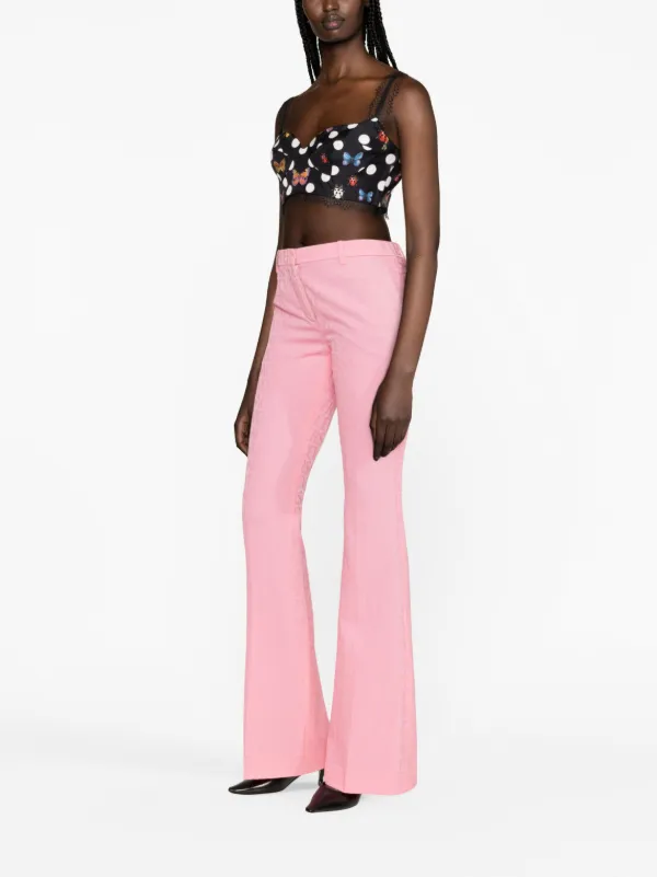 Pink flared trousers clearance