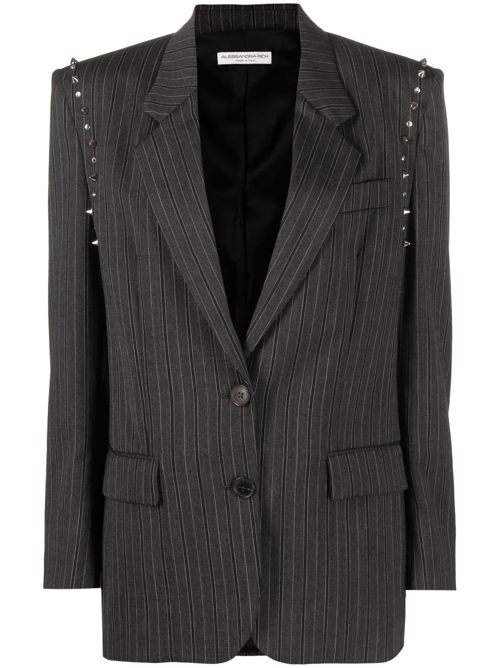 Shop Alessandra Rich Striped Single-breasted Wool Blazer In Grau