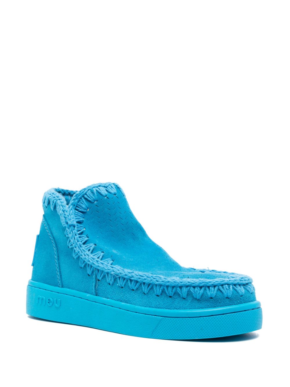 Mou crochet-trim suede sneakers - Blauw