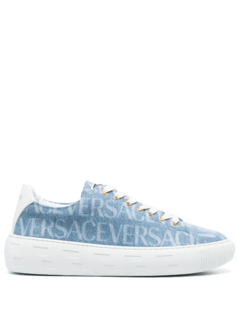 Versace Tênis com cadarço e logo
