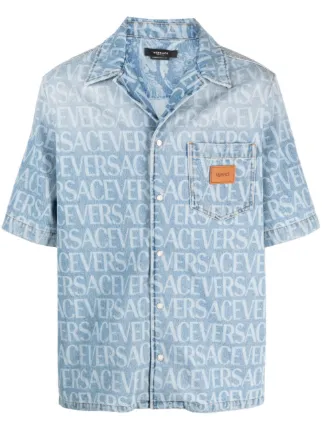 Versace ヴェルサーチェ オールオーバー デニムシャツ | ブルー