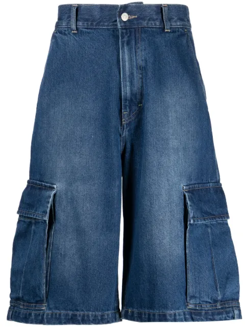 AFB logo-embroidered denim cargo shorts