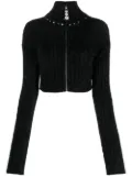 Alessandra Rich embellished ribbed-knit cardigan - Grey