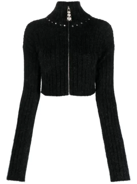 Alessandra Rich embellished ribbed-knit cardigan