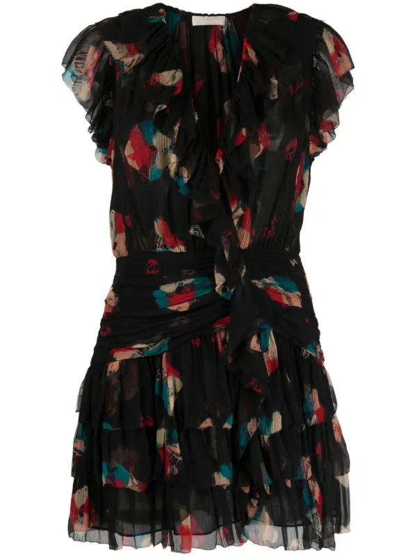 Ulla Johnson Zina Graphic-print Minidress in Black