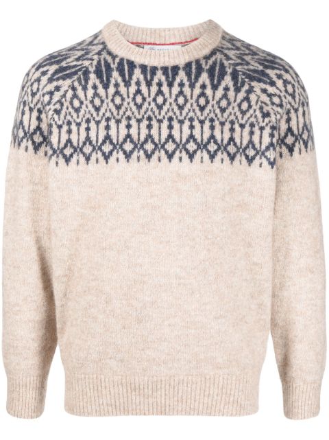 Brunello Cucinelli patterned-knit crew-neck jumper Men