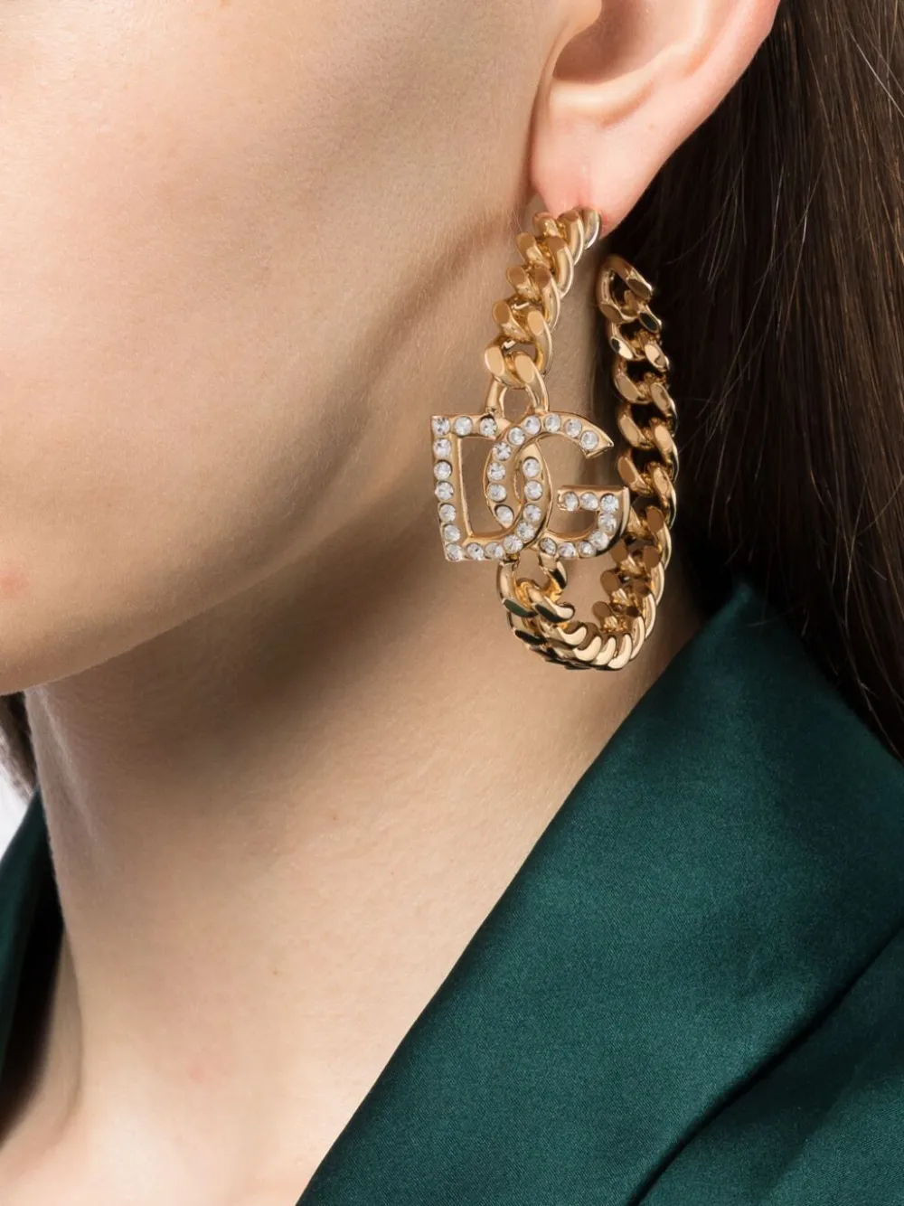 Dolce & Gabbana logo-plaque hoop earrings - Goud