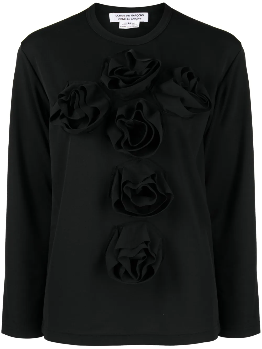 Shop Comme Des Garçons Comme Des Garçons Floral-appliqué Piqué Sweatshirt In Black