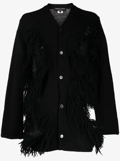Comme des Garçons Homme Plus cárdigan con aberturas y flecos