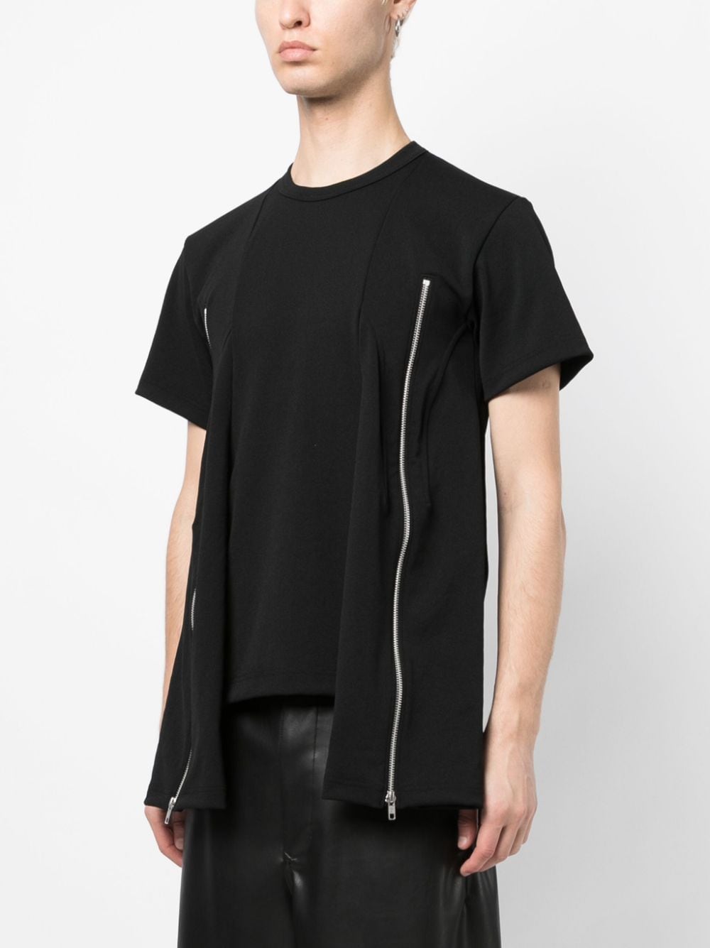 Shop Comme Des Garçons Homme Deux Decorative-zip Detailing Round-neck T-shirt In Black