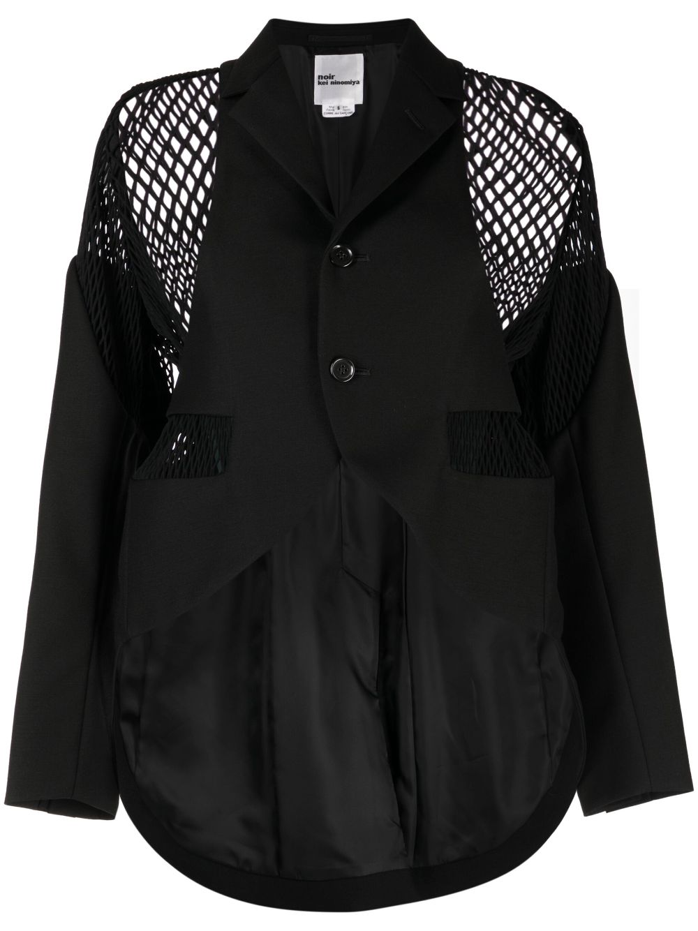 Noir Kei Ninomiya mesh-panelling single-breasted blazer - Black