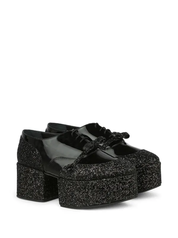 注目の的！【ノワールケイニノミヤ】グリッター ローファー Noir Kei Ninomiya glitter-embellished Loafers | Black | FARFETCH