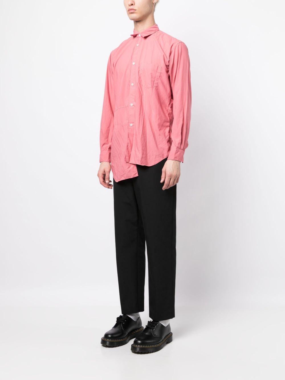 Shop Comme Des Garçons Shirt Asymmetric-hem Long-sleeved Shirt In Pink