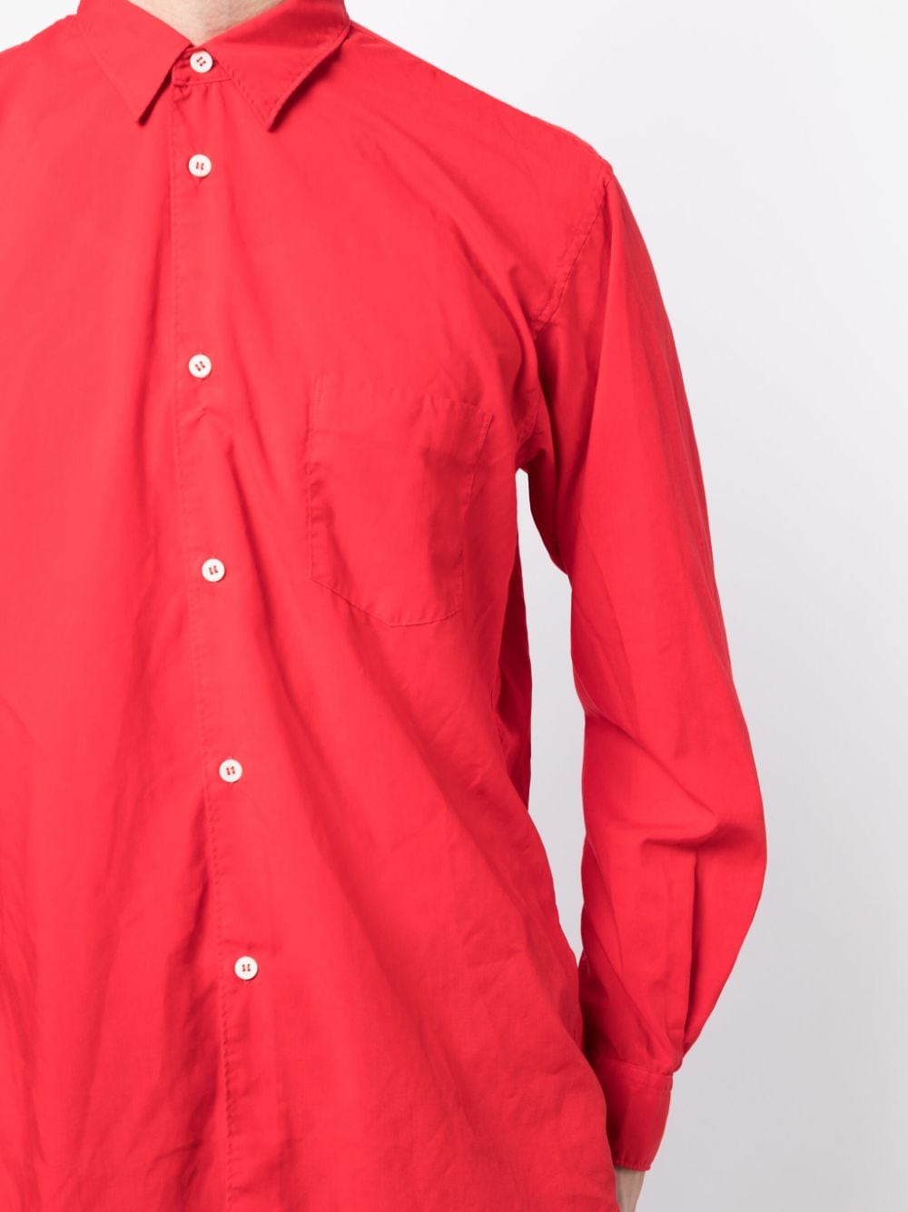 Shop Comme Des Garçons Shirt Patch-pocket Long-sleeved Shirt In Red