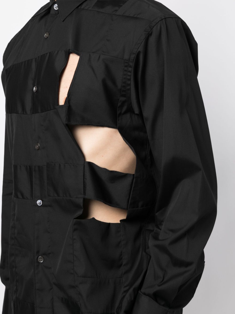 Shop Comme Des Garçons Shirt Panelled Cut-out Cotton Shirt In Black