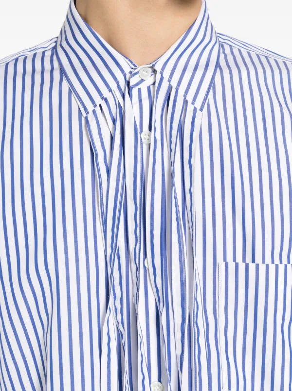 COMME des GARCONS HOMME ストライプシャツ　ブルー コットンストライプ LOGO シャツ（シャツ/ブラウス）｜COMME des
