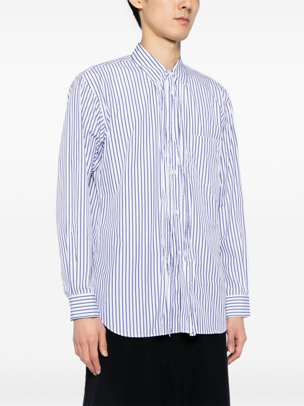 Shop Comme Des Garçons Shirt Striped Cotton Shirt In Blue