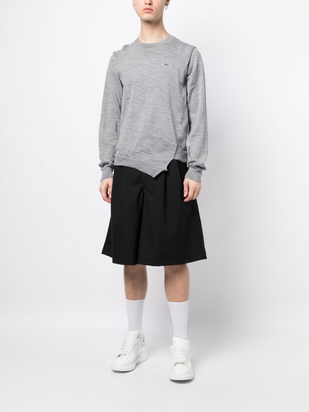 Shop Comme Des Garçons Shirt X Lacoste Logo-patch Wool Jumper In Grey