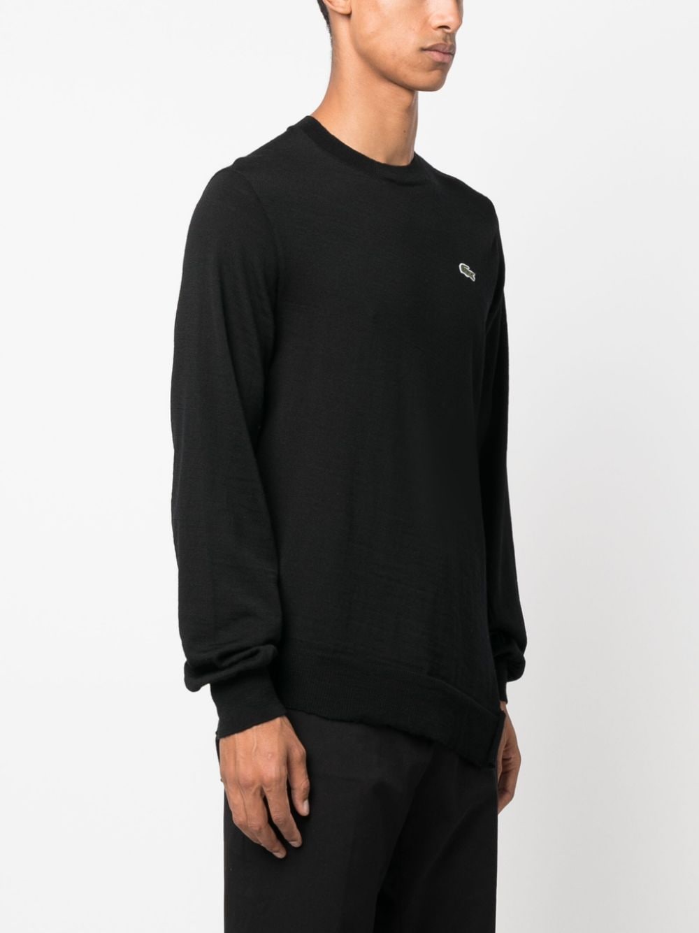 Shop Comme Des Garçons Shirt X Lacoste Logo-embroidered Wool Jumper In Schwarz