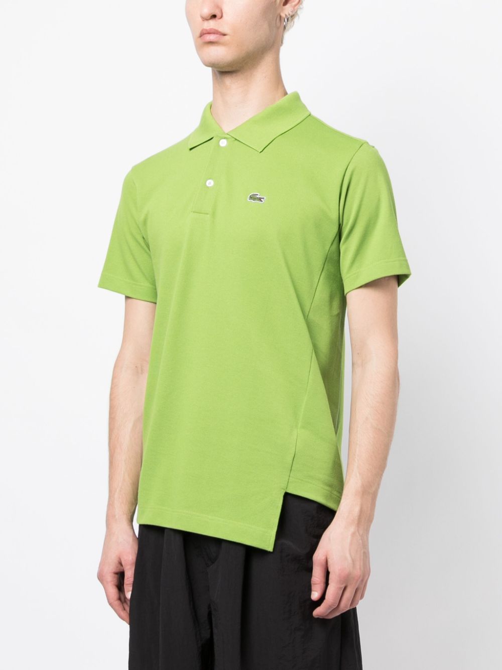 Shop Comme Des Garçons Shirt X Lacoste Asymmetric Logo-patch Polo Shirt In Green