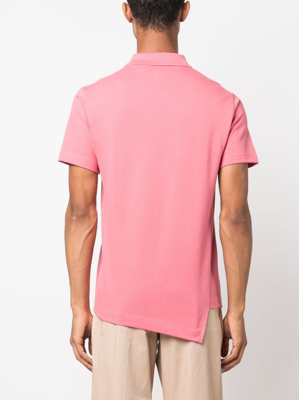 Shop Comme Des Garçons Shirt X Lacoste Asymmetric Cotton Polo Shirt In Pink