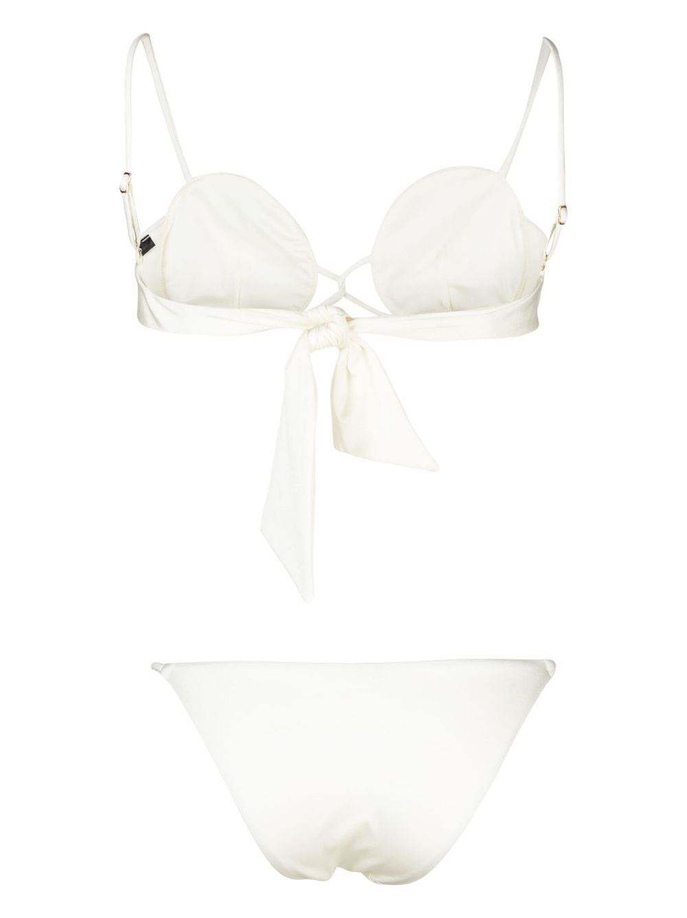 Shop Noire Swimwear Tonal-stitch Detail Bikini Set In White