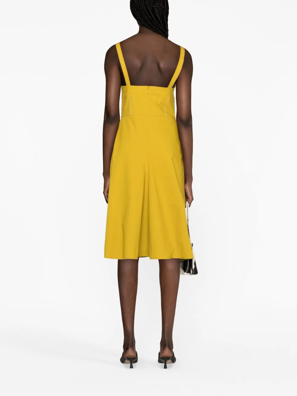 Shop Victoria Beckham Contrast-trim Sleeveless Midi Dress In Yellow