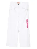 Missoni Kids sequin-embellished logo straight-leg trousers - White