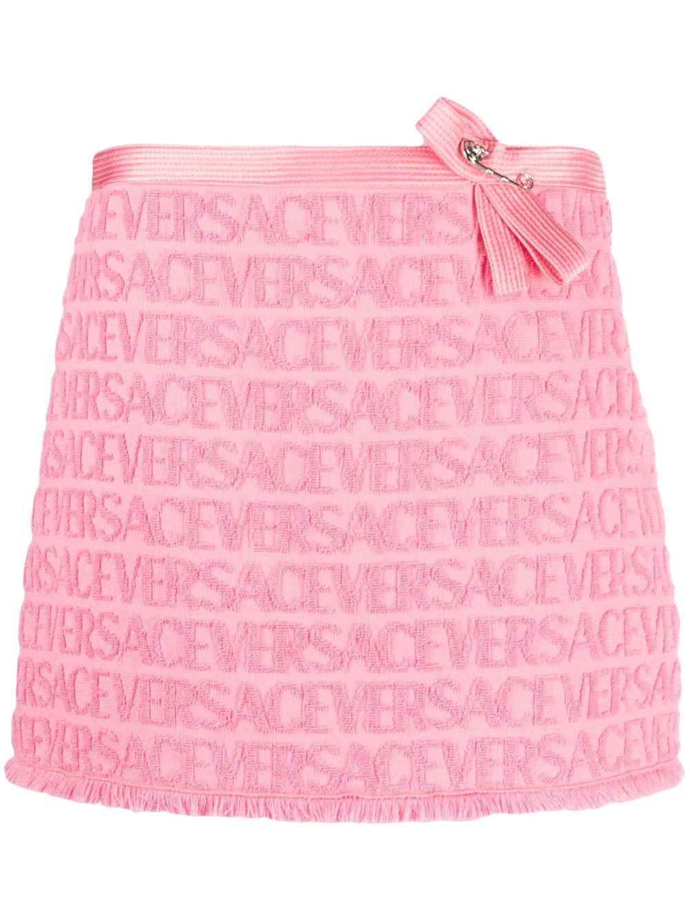 VERSACE X DUA LIPA LOGO-JACQUARD MINISKIRT