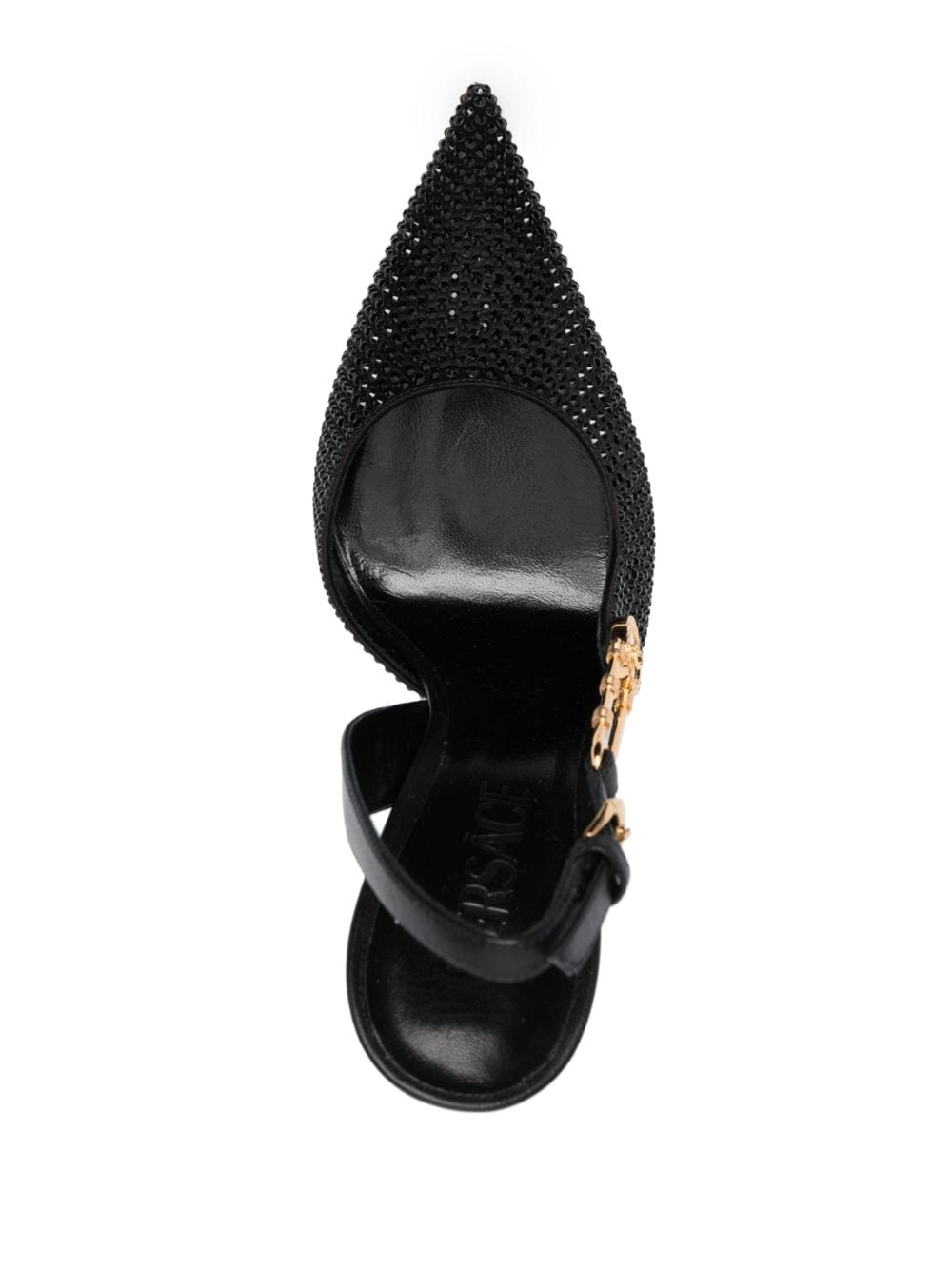 Shop Versace Safety Pin 125mm Slingback Pumps In Black