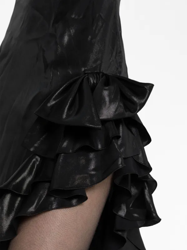 Alessandra Rich Ruffled Asymmetrical Midi Dress Farfetch