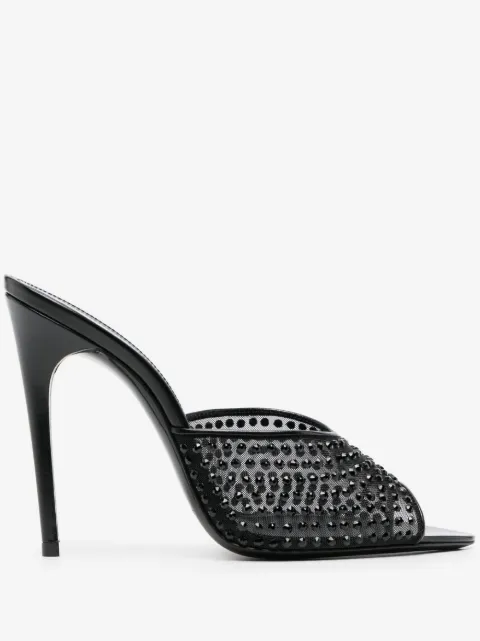 Saint Laurent mules en cuir à ornements en cristal 120 mm