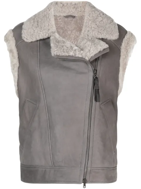 Brunello Cucinelli shearling-trim zip-up vest