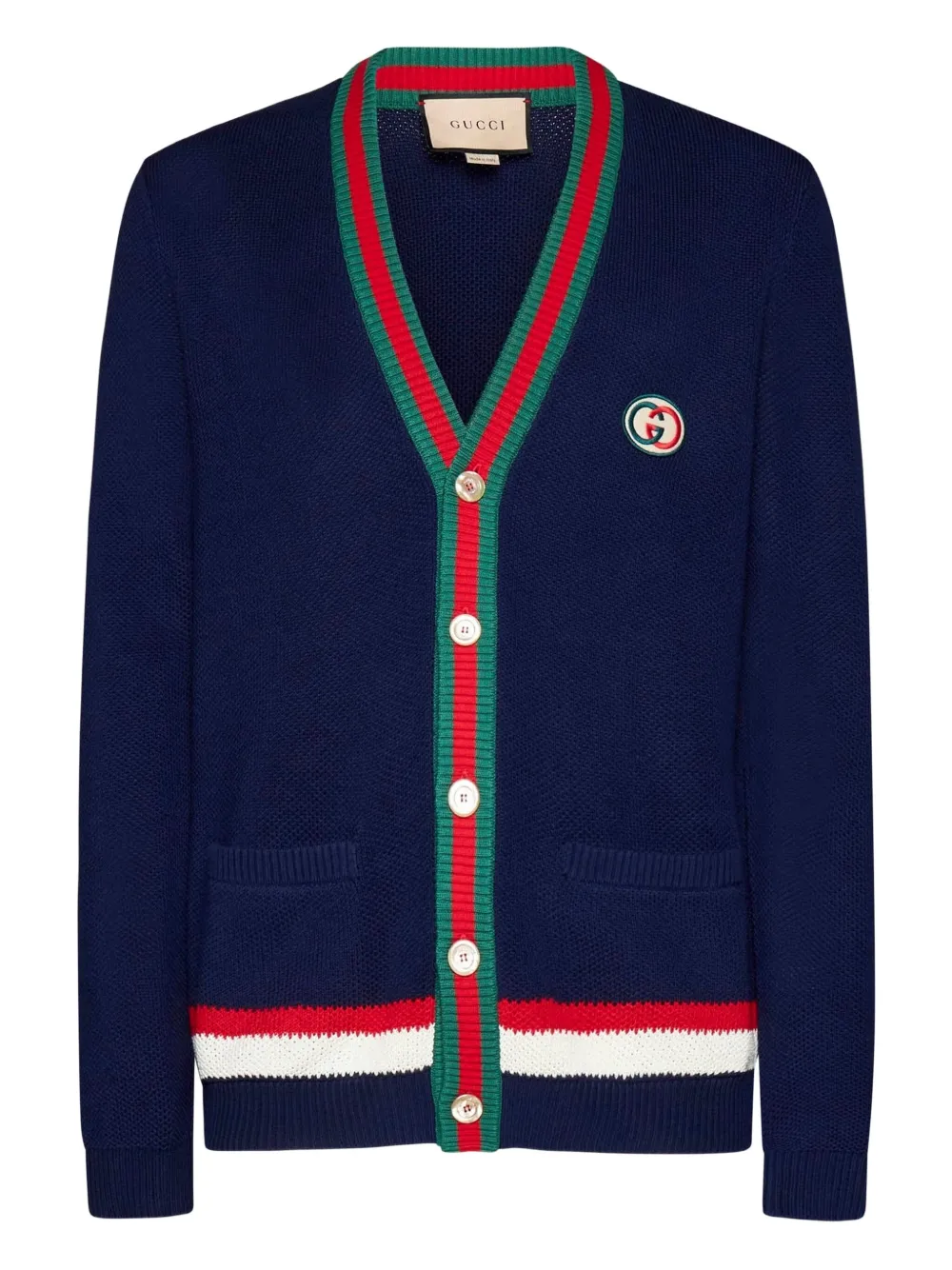 Gucci ウェブストライプ カーディガン - ブルー Gucci ウェブストライプ カーディガン - ブルー