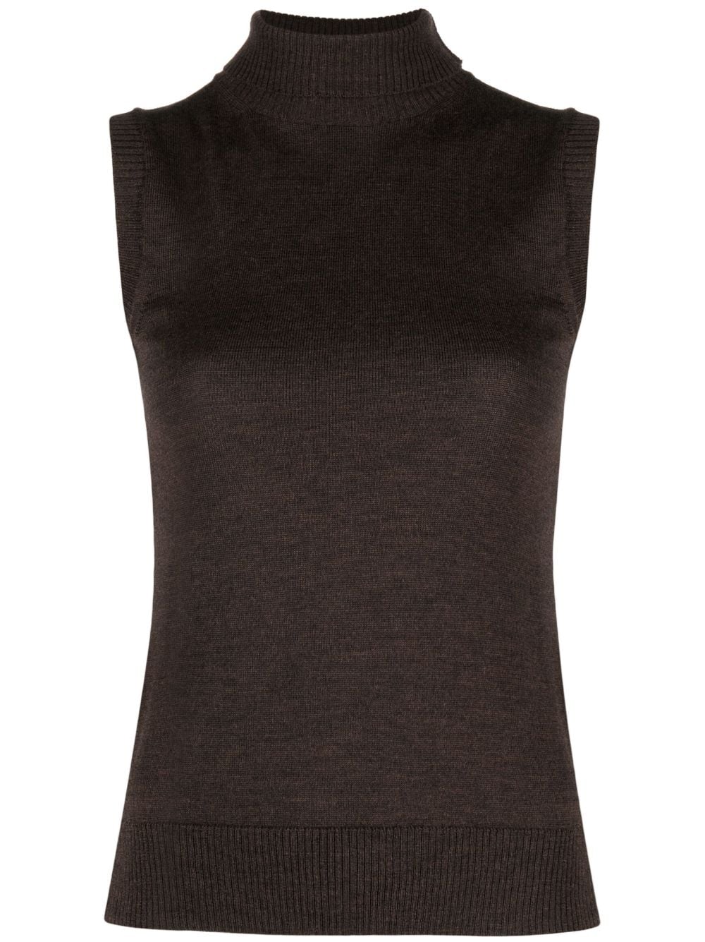 Sportmax Roll-neck Sleeveless Knit Top In Brown