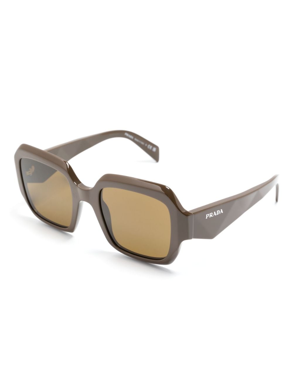 Shop Prada Geometric Oversized-frame Sunglasses In Brown
